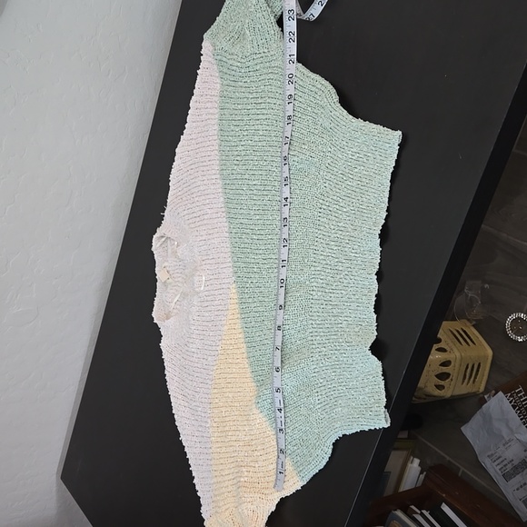 Debut Sweater Color Block Sweater Cropped Tan Sage Nude Size Medium - Picture 9 of 10